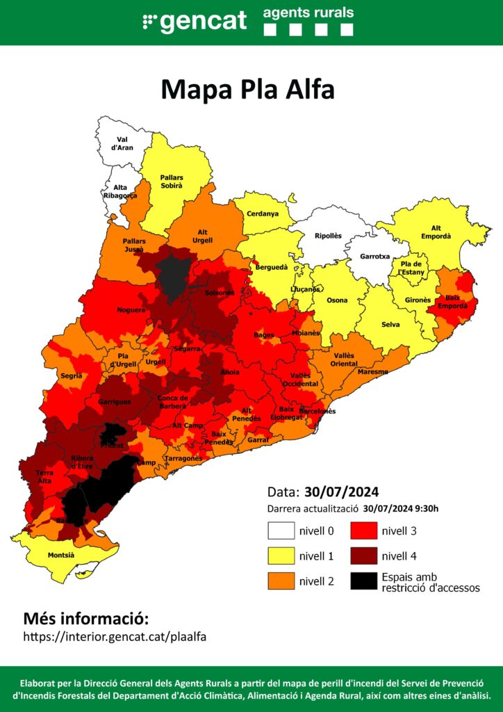 S'activa el nivell 4 del Pla Alfa al Priorat i en alguns municipis del Baix Camp