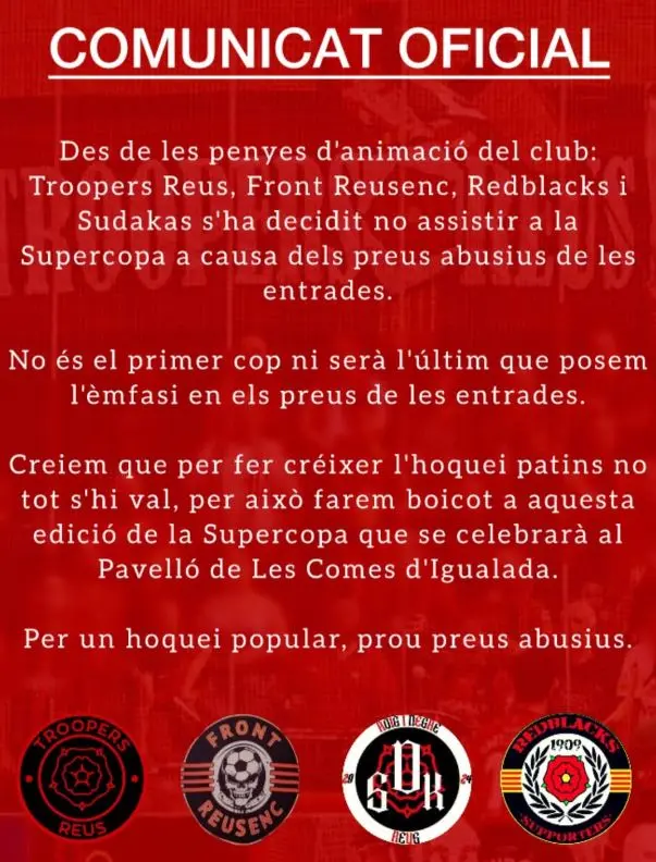 Comunicat penyes Reus Deportiu