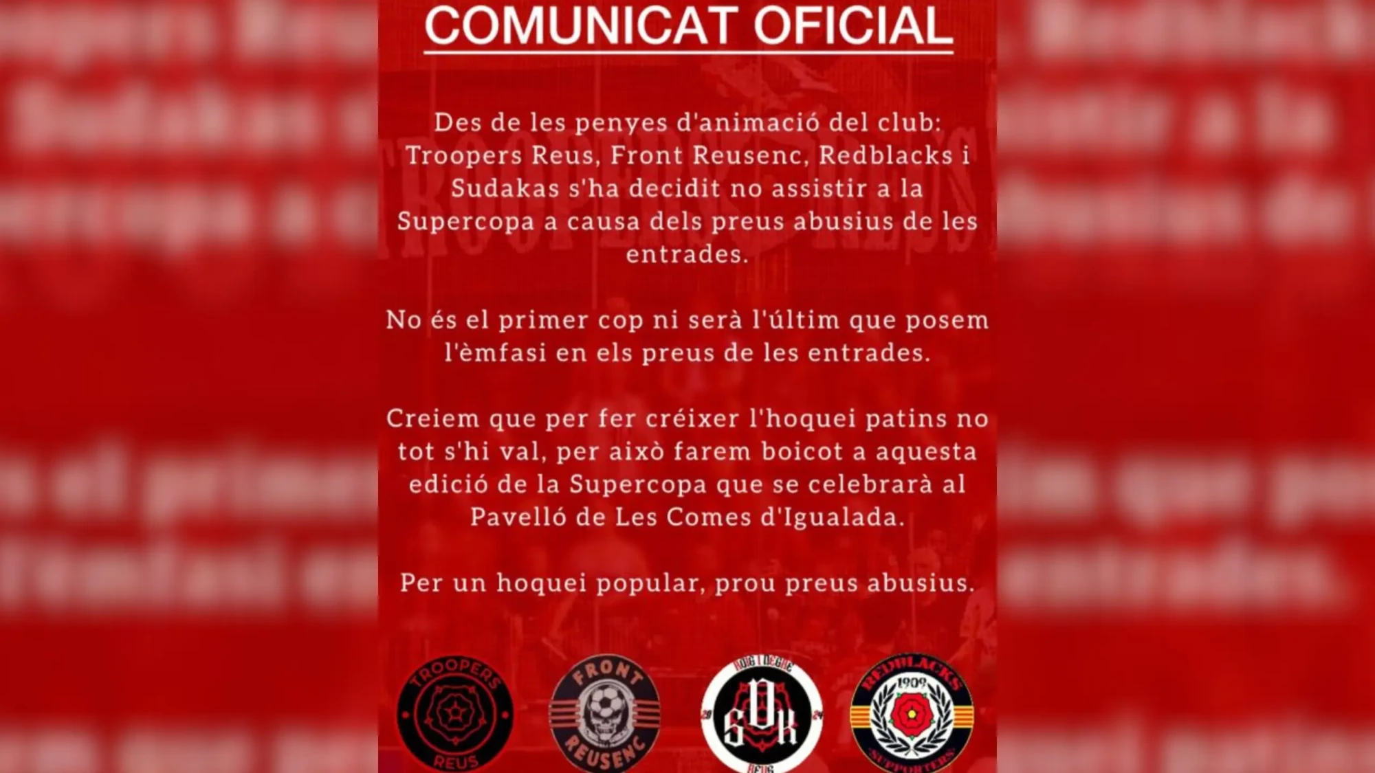 Comunicat penyes Reus Deportiu