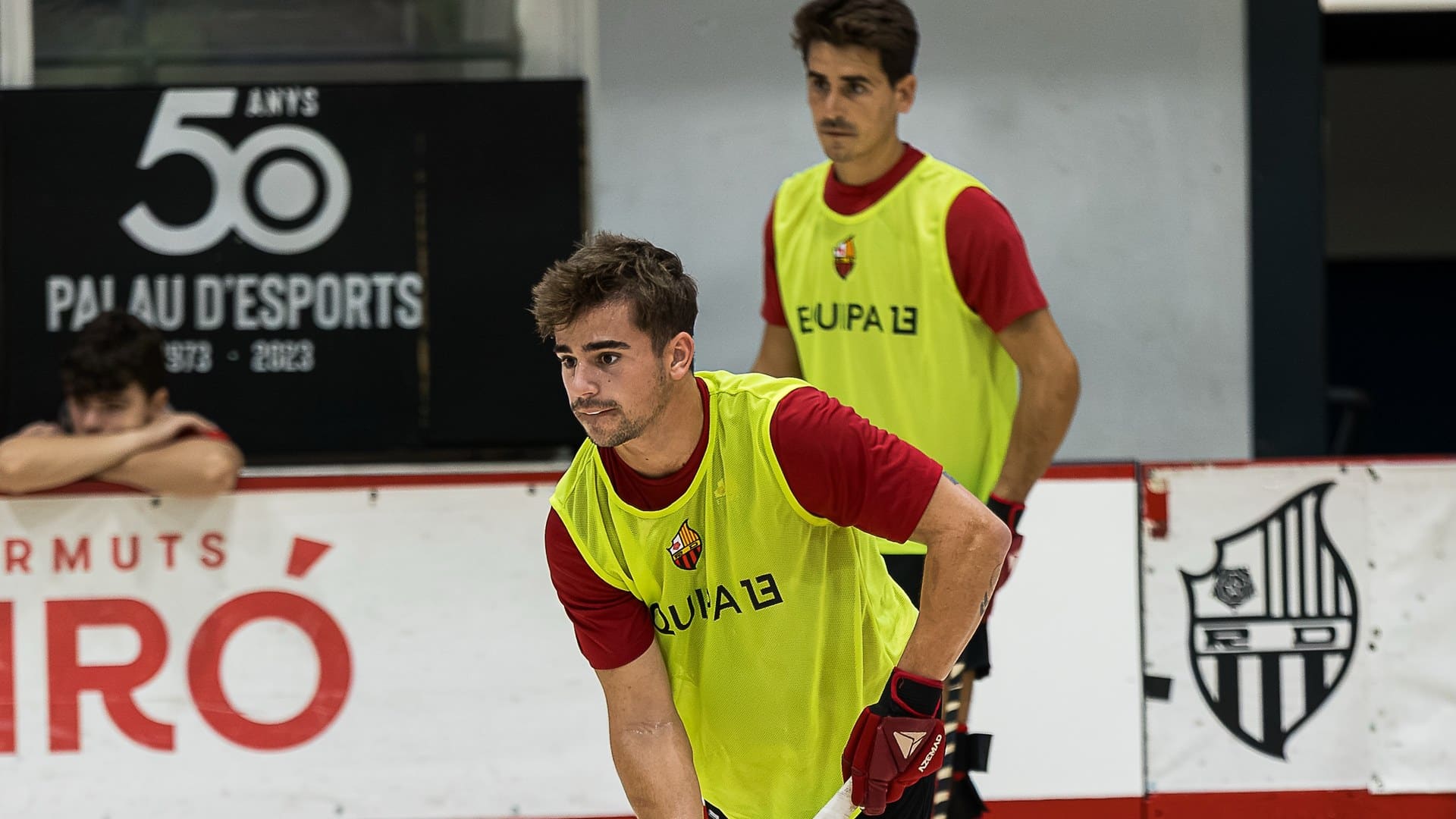 Jugadors del Reus Deportiu entrenant al Palau d’Esports abans de rebre el SHUM